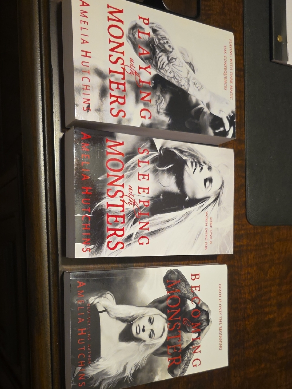 Set of 3 Amelia Hutchins Monsters Paperback Books - White & Red Covers